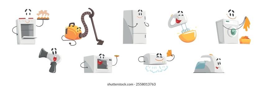 Cartoon Electronic Device and Home Appliance Vector Set