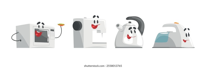 Cartoon Electronic Device and Home Appliance Vector Set