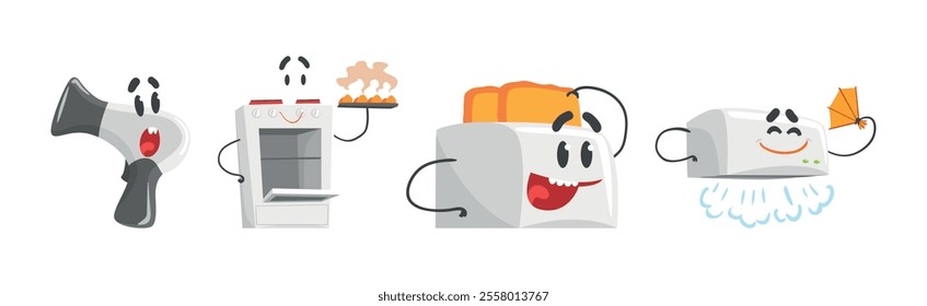 Cartoon Electronic Device and Home Appliance Vector Set