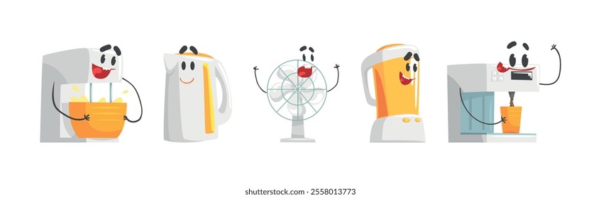 Cartoon Electronic Device and Home Appliance Vector Set