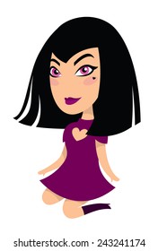 cartoon elegant girl goth  - vector illustration