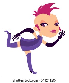 cartoon elegant girl goth  - vector illustration