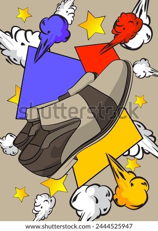 Cartoon Elegant Shoes, comic book Formal wear. Retro vector comics pop art design.