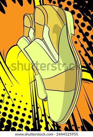 Cartoon Elegant Shoes, comic book Formal wear. Retro vector comics pop art design.