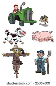 Cartoon elements from the farming industry. All elements in separate layers for easy editing.