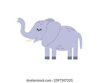 Cartoon elephant animal isolated on white. Cute character, vector zoo, african wildlife poster. 