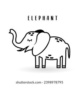 Cartoon elephant animal isolated on white. Cute character icon, vector zoo, african wildlife poster. 