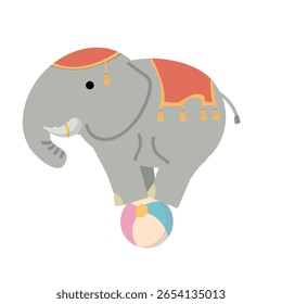 Cartoon Elephant Balancing on a Ball animal