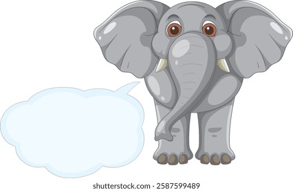 Cartoon elephant with a blank speech bubble