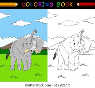 Cartoon Elephant Coloring Book