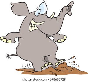 cartoon elephant coming to a quick halt