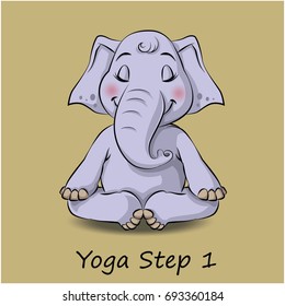 Cartoon elephant - do yoga-Step 1