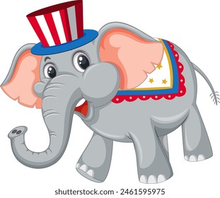 Cartoon elephant dressed in circus costume