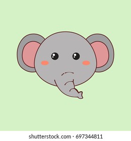 Cute Face Elephant Cartoon Animal Stock Vector (Royalty Free ...