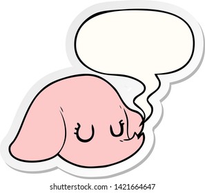 cartoon elephant face with speech bubble sticker