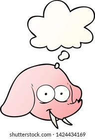 cartoon elephant face with thought bubble in smooth gradient style