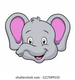Cartoon elephant face Vector illustration