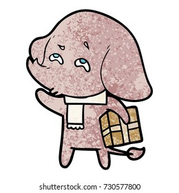 cartoon elephant with gift remembering