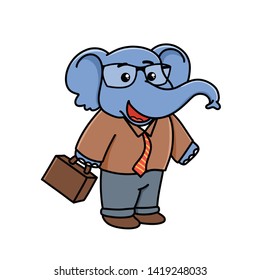 cartoon elephant goes to office