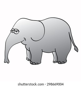 Cartoon Elephant Gray On White Background Stock Vector (Royalty Free ...