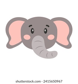 elefante de dibujos animados. La cabeza de un elefante. Cuta ilustración de una cara de elefante. Ilustración vectorial.