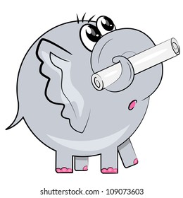 cartoon elephant holding note. wild animal painting