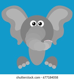 Cartoon elephant. Icon of a cute gray elephant. Vector illustration.