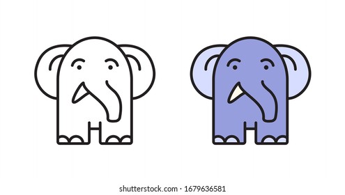 Cartoon elephant icon in a modern flat style. Simple vector illustration.