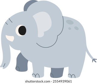 Cartoon elephant illustration with transparent background, suitable for children and education