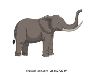 Ilustración de elefante de dibujos animados, Diseño de Vector de elefante, Animal, Africano, Arte vectorial