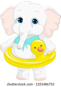 Cartoon elephant with inflatable ring. It can be used for baby t-shirt design, fashion print, velentines day card, poster, design element for children's clothes