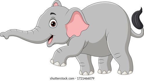 Cartoon elephant isolated on white background 