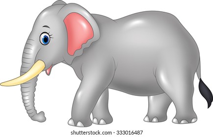 Cartoon elephant mascot isolated on white background 
