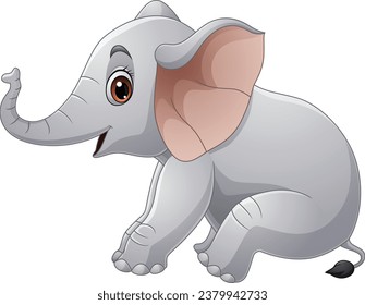 Cartoon elephant on white background