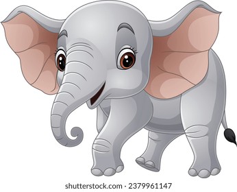 elefante de dibujos animados sobre fondo blanco