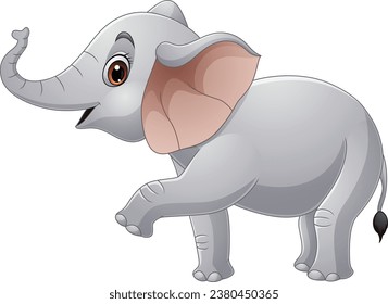 Cartoon elephant on white background