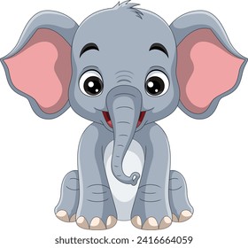 Cartoon elephant on white background