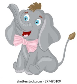 cartoon elephant with a pink bow on her neck card