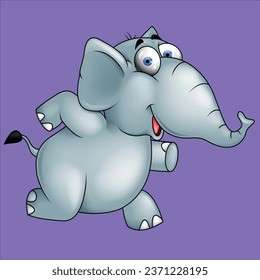Cartoon elephant running animal character design illustration