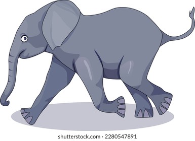 Cartoon elephant running, white background