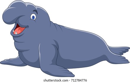 Cartoon elephant seal isolated on white background