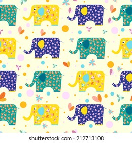 cartoon elephant seamless pattern background