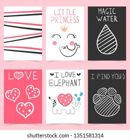 Cartoon elephant - set design template. Vector eps 10