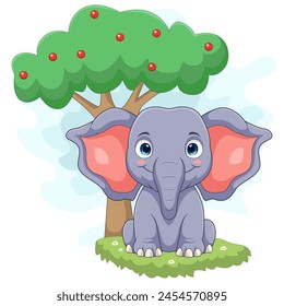 Cartoon elephant shitting on white background