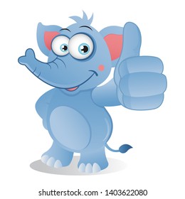 Cartoon Elephant showing a Thumbs up gesture