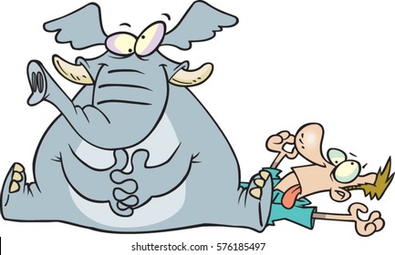 Cartoon Elephant Sitting On A Man