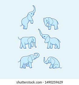 Cartoon elephant sketch line icon. Kawaii animals icons set. Childish print for nursery, kids apparel, poster, postcard, pattern.