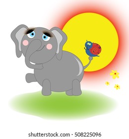 cartoon elephant with snail