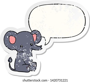 elefante de caricatura con burbuja de habla angustiado viejo pegatina