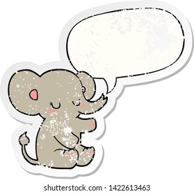 cartoon elephant with speech bubble distressed distressed old sticker